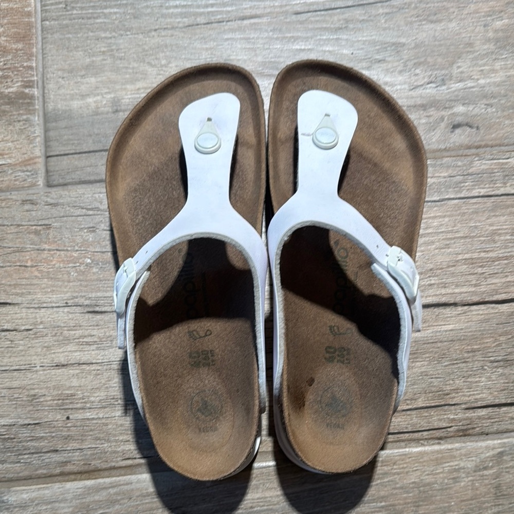 Birkenstock White and Brown Women's Sandals - Picture 3 of 3